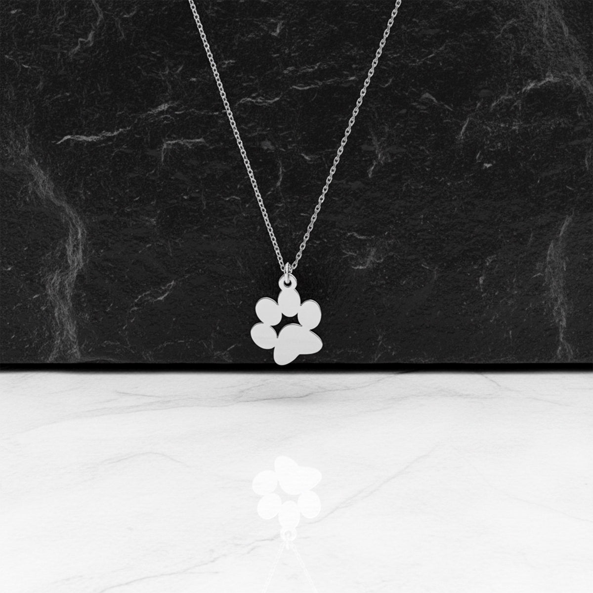 14K Solid Gold Engraved Paw Print Necklace, gallery view 5 of 7