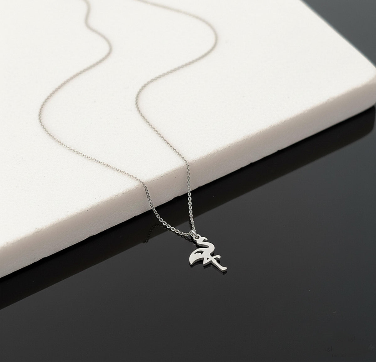 14K Solid Gold Flamingo Necklace – Dainty Charm, gallery view 5 of 8