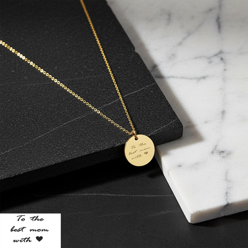 14K Solid Gold Handwriting Disc Pendant Necklace, gallery view 9 of 10