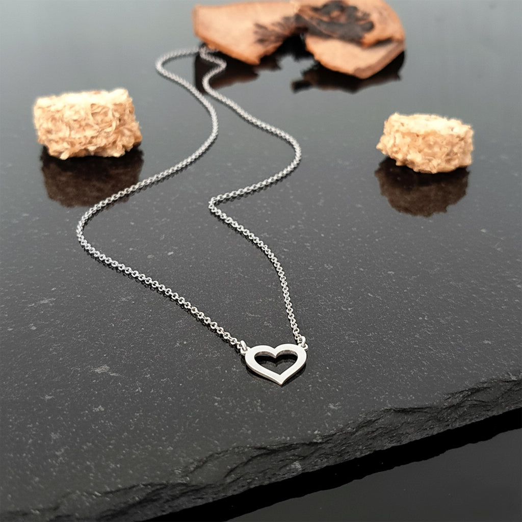 14K Solid Gold Heart Necklace – Delicate Yellow Gold Love Pendant, gallery view 3 of 6
