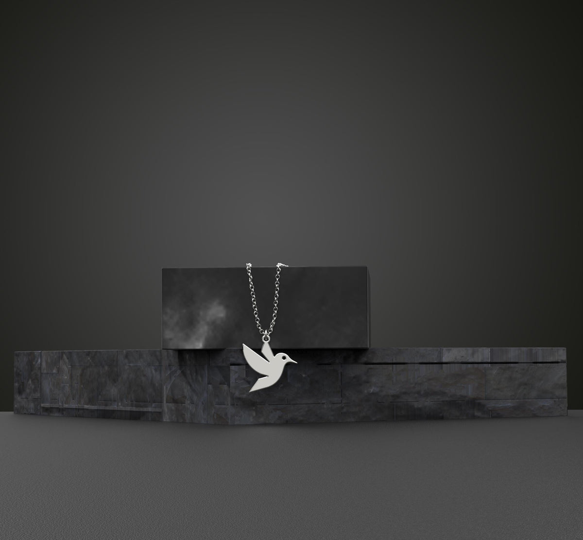 14K Solid Gold Hummingbird Necklace – Dainty Bird Pendant, gallery view 4 of 7