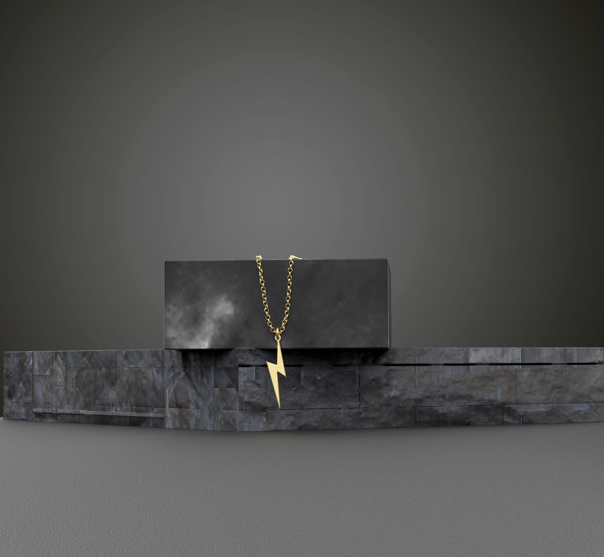 14K Solid Gold Lightning Bolt Necklace – Dainty Thunderbolt Pendant, gallery view 4 of 9