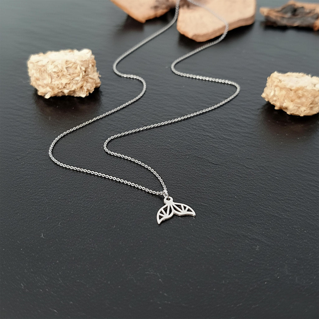 14K Solid Gold Mermaid Tail Charm Necklace, gallery view 4 of 7