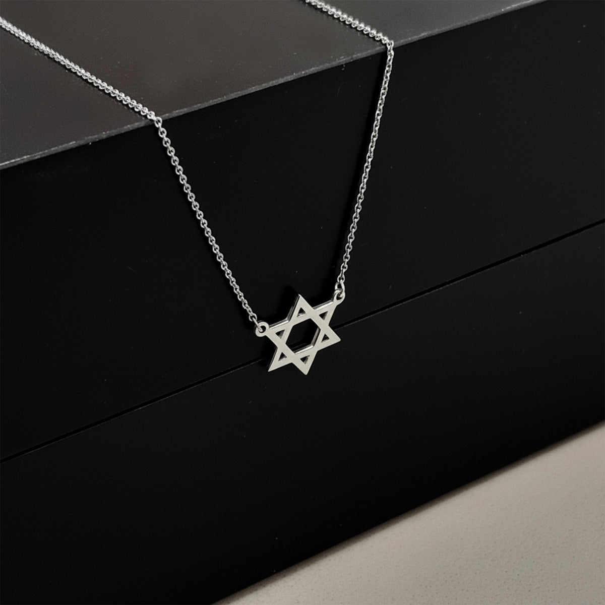 14K Solid Gold Minimalist Star of David Necklace, gallery view 4 of 6