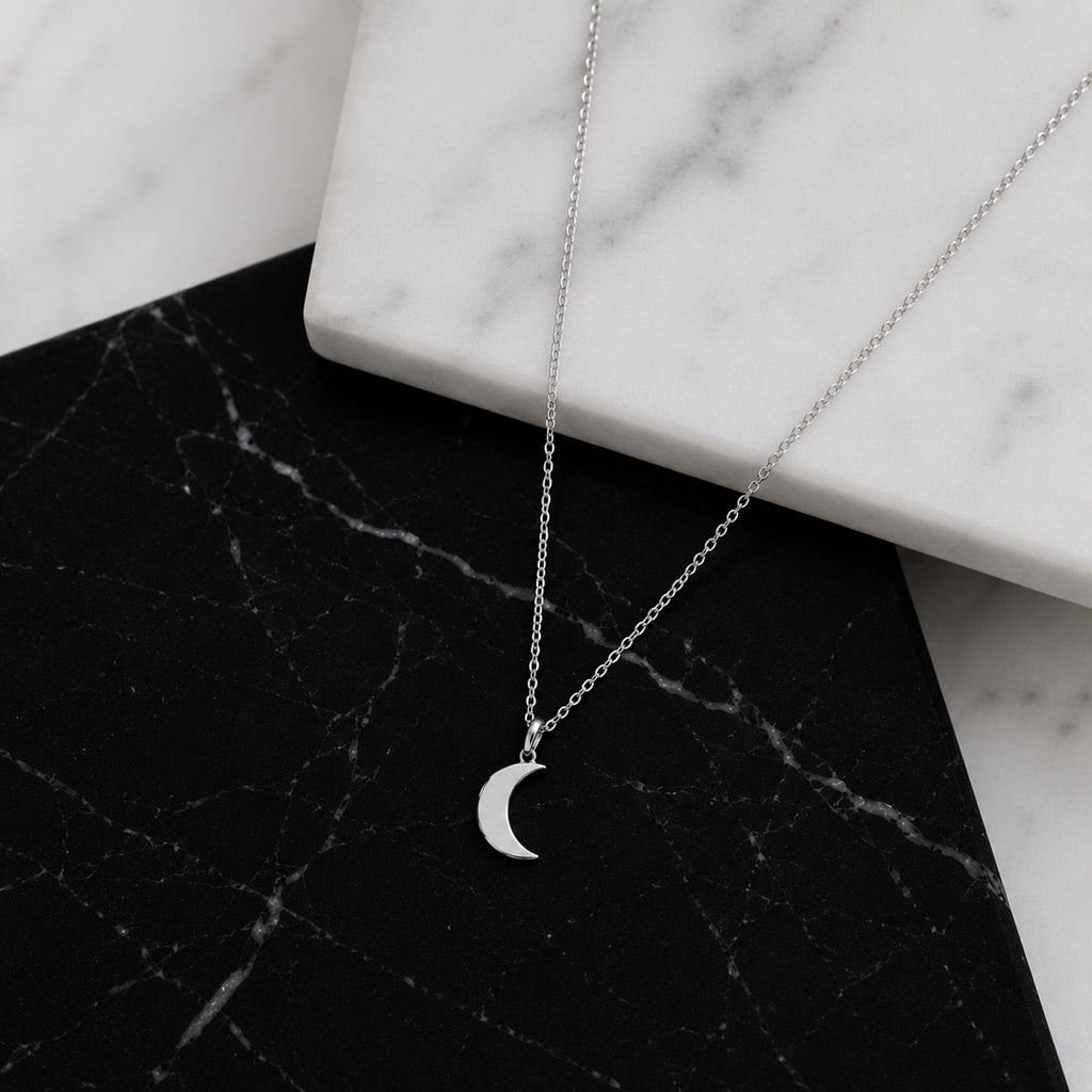 14K Solid Gold Moon Necklace – Crescent Moon Pendant – Layering Necklace, gallery view 7 of 10