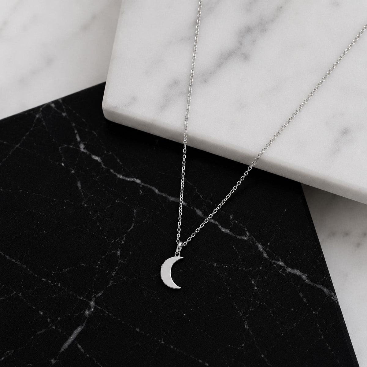 14K Solid Gold Moon Necklace – Crescent Moon Pendant – Layering Necklace, gallery view 7 of 10