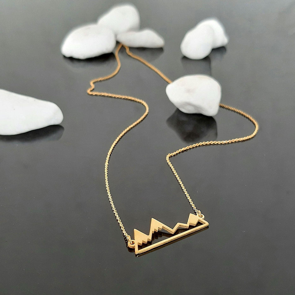 14K Solid Gold Mountain Traveler Necklace, gallery view 2 of 8