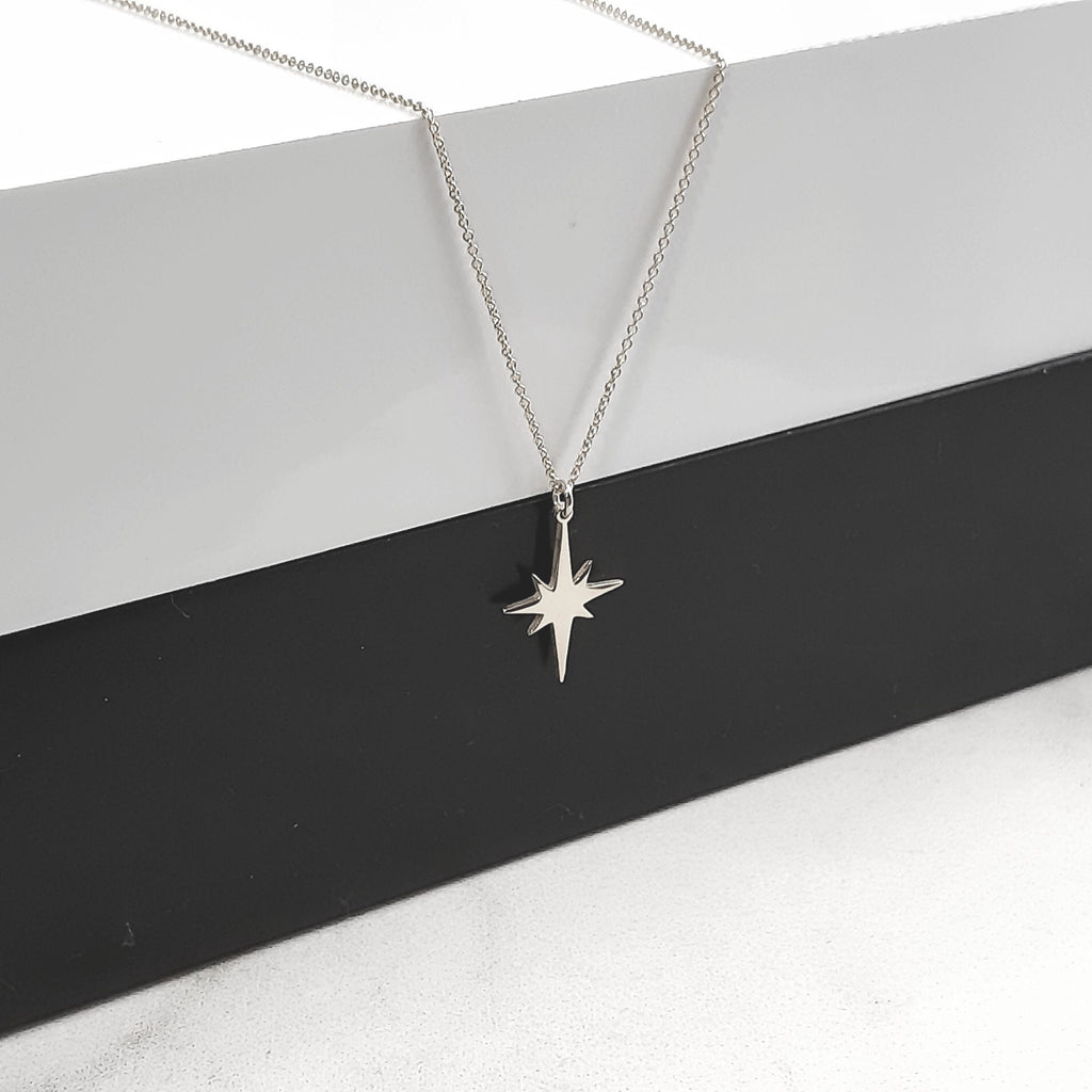 14K Solid Gold North Star Pendant Necklace, gallery view 3 of 5