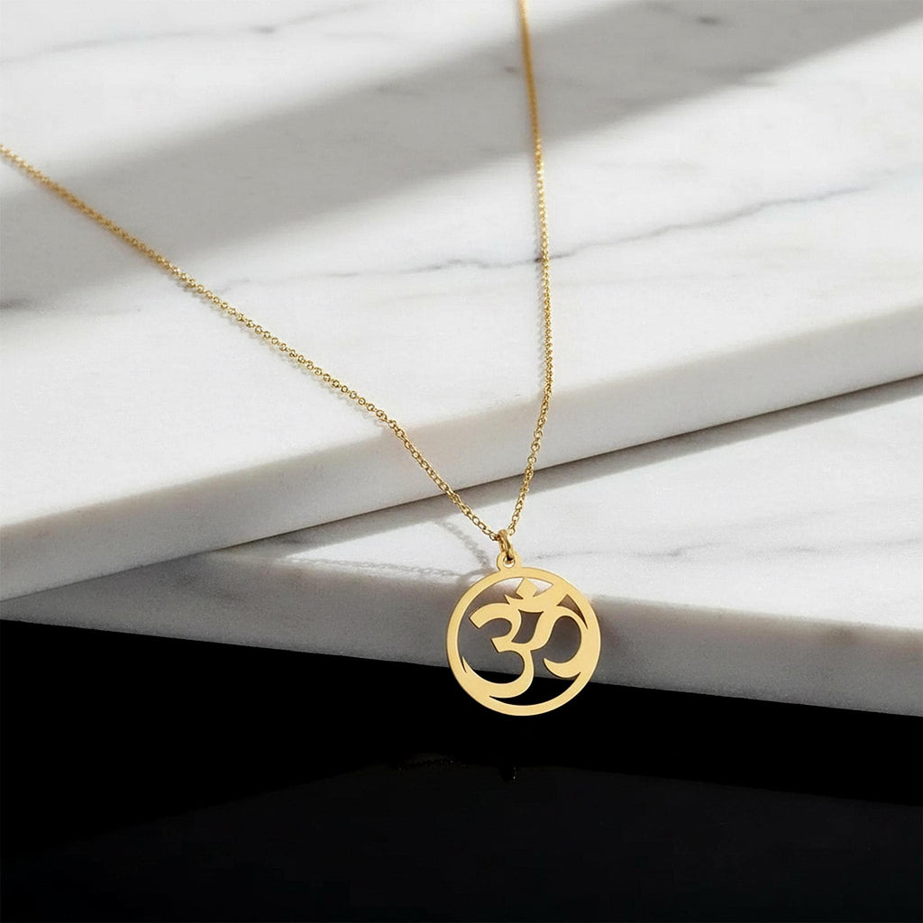 14K Solid Gold Om Necklace, main product view