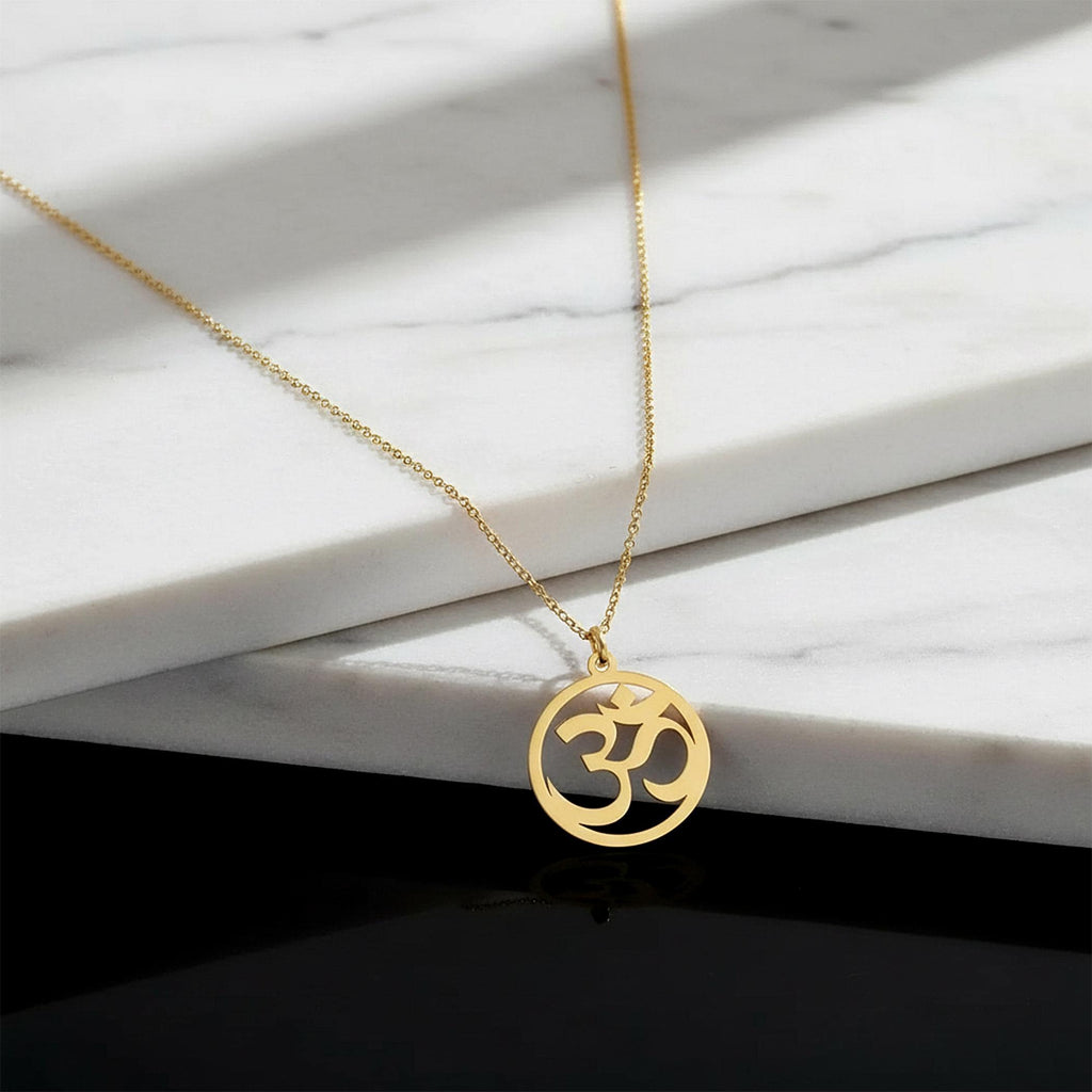 14K Solid Gold Om Necklace, gallery view 3 of 6