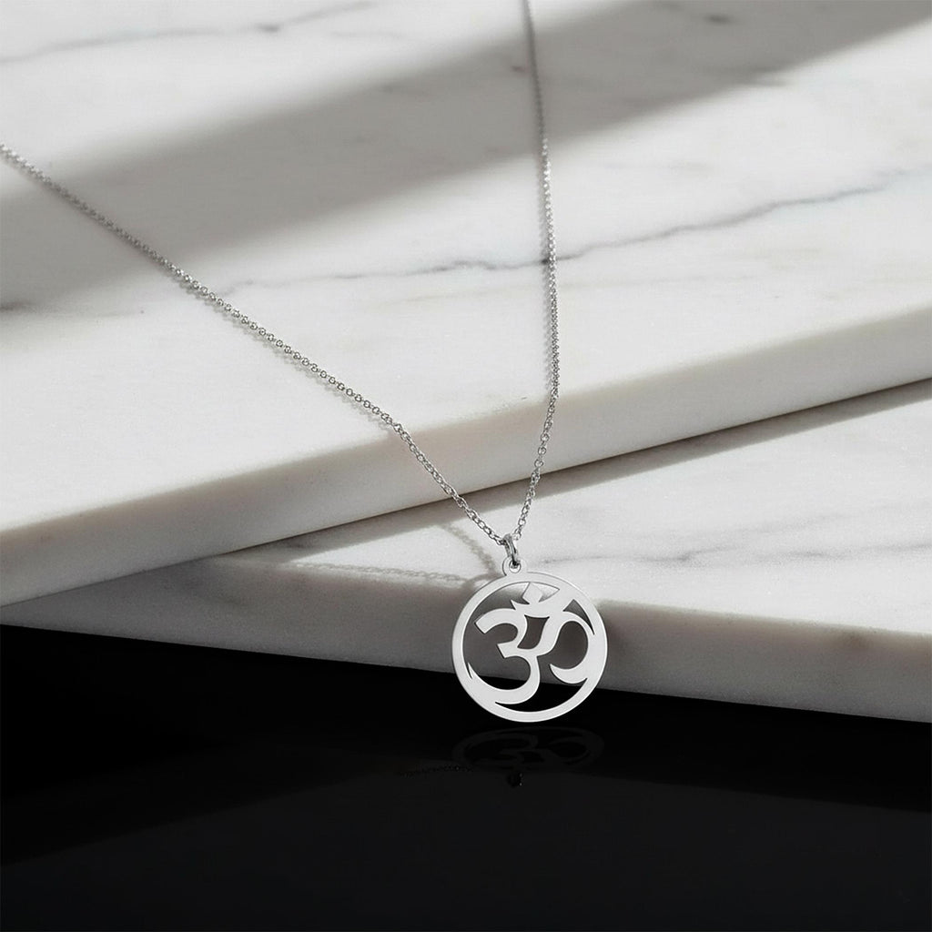 14K Solid Gold Om Necklace, gallery view 5 of 6