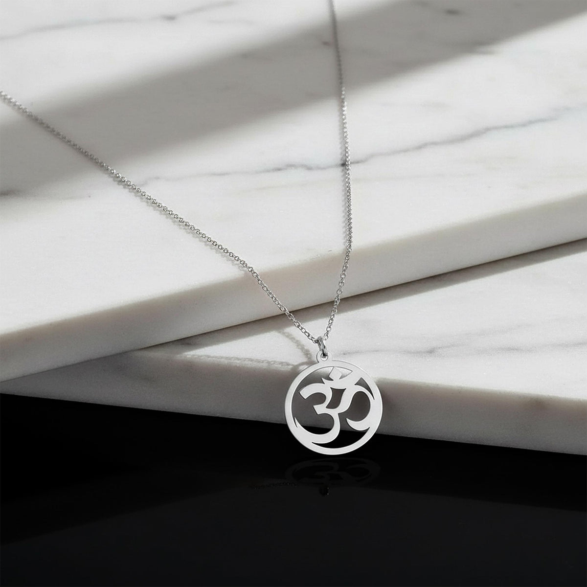 14K Solid Gold Om Necklace, gallery view 5 of 6