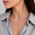 14K Solid Gold Pavé Diamond Circle Necklace – Dainty Halo Pendant, main product view