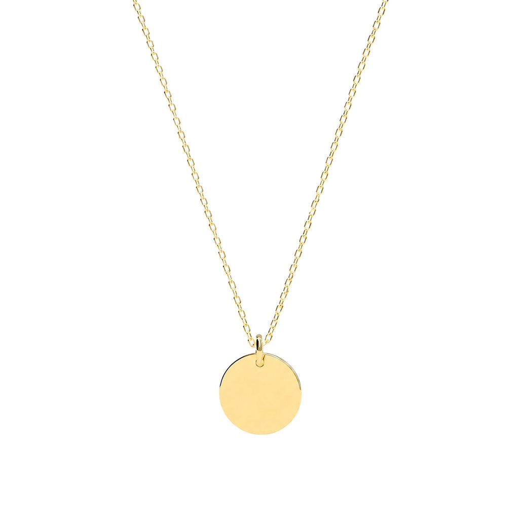 14K Solid Gold Personalized Custom Disc Necklace, main product view