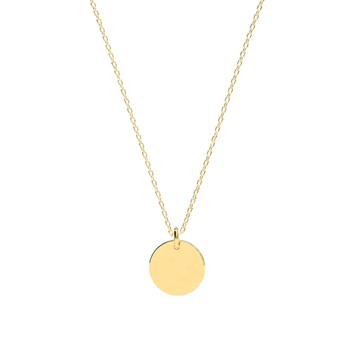 14K Solid Gold Personalized Custom Disc Necklace, main product view