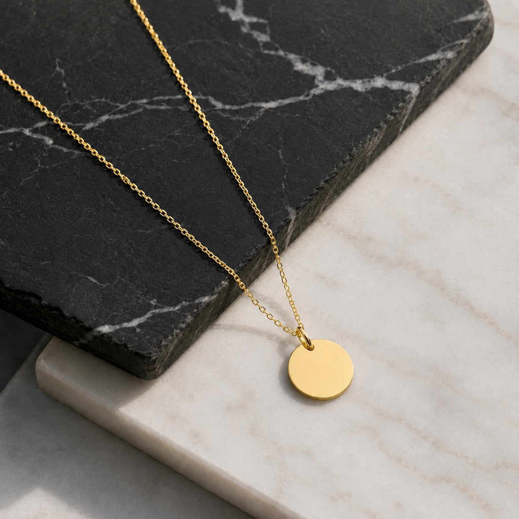 14K Solid Gold Personalized Custom Disc Necklace, gallery view 8 of 10
