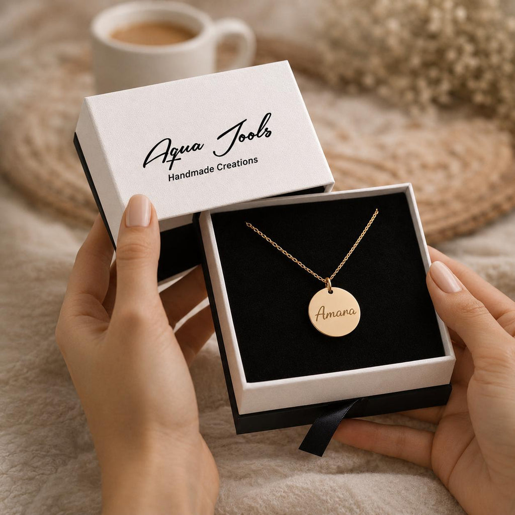 14K Solid Gold Personalized Diamond Disc Necklace, gallery view 7 of 10