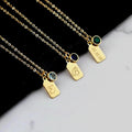 14K Solid Gold Personalized Name Tag Necklace with Birthstone, main product view