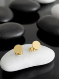 14K Solid Gold Personalized Round Disc Stud Earrings, main product view