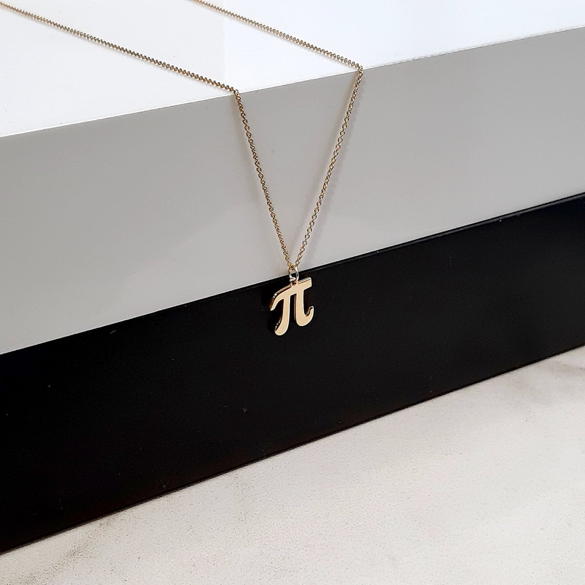 14K Solid Gold Pi Math Necklace, main product view