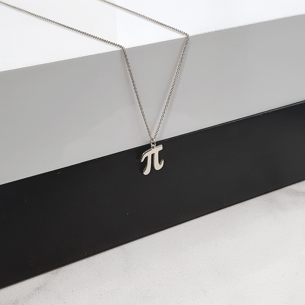 14K Solid Gold Pi Math Necklace, gallery view 3 of 5