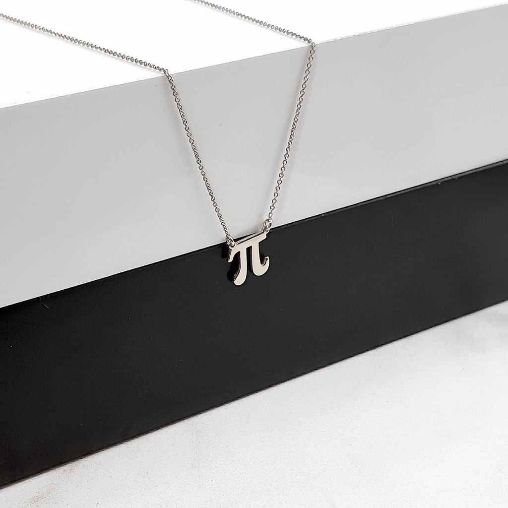 14K Solid Gold Pi Symbol Necklace – Math Geometry Pendant, gallery view 3 of 5