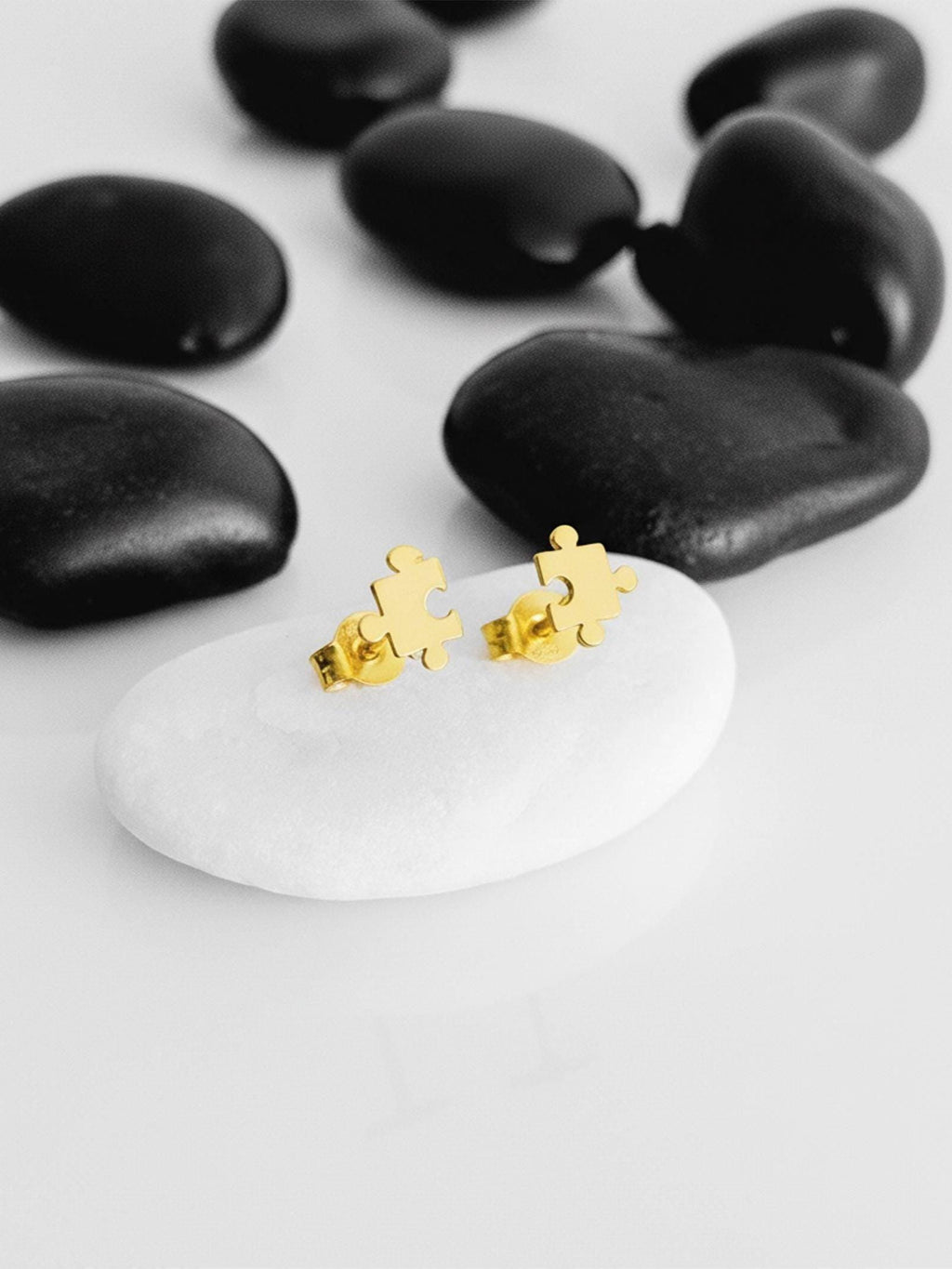 14K Solid Gold Puzzle Earrings, main product view