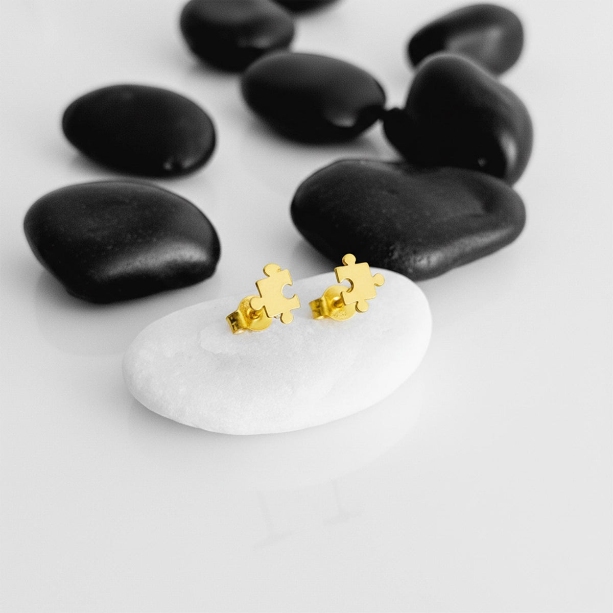 14K Solid Gold Puzzle Earrings, gallery view 7 of 7