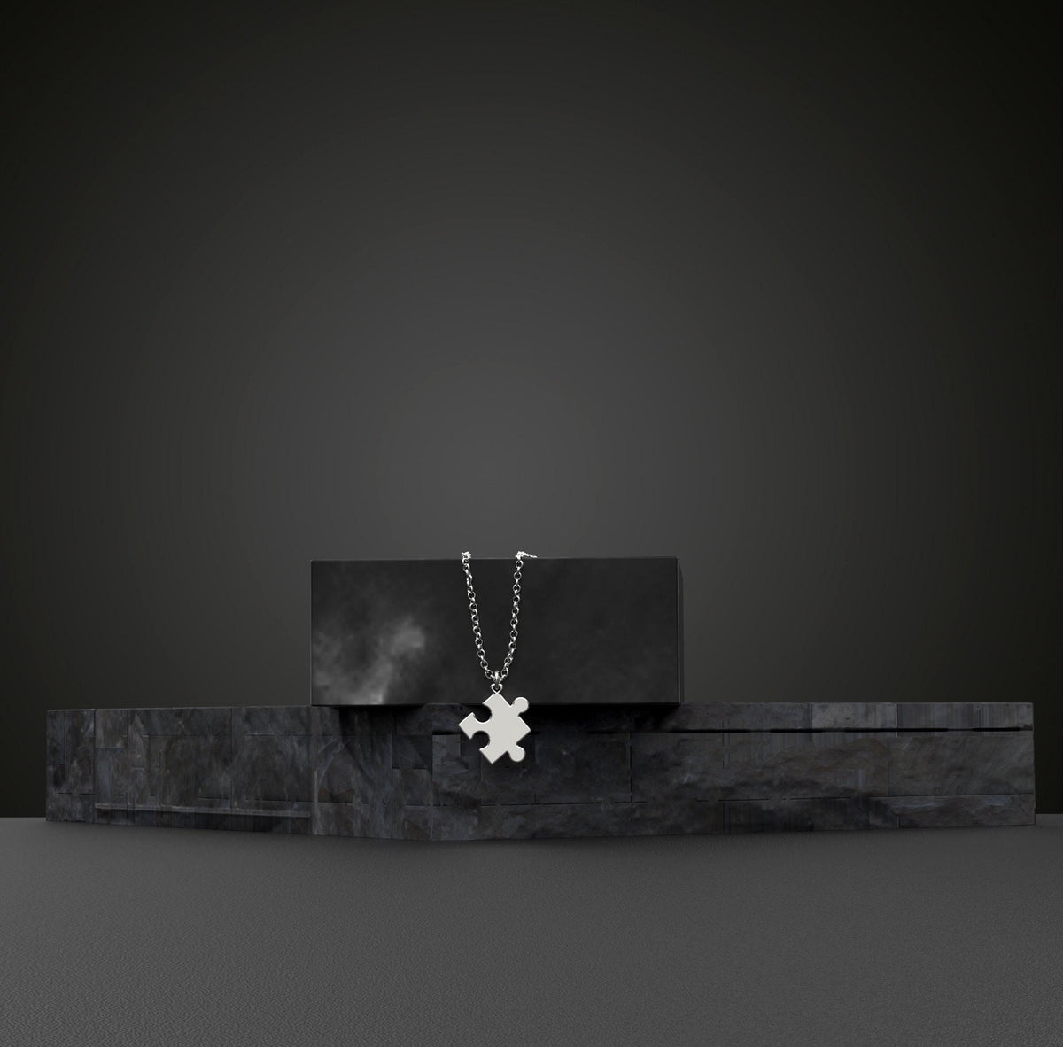 14K Solid Gold Puzzle Piece Necklace – Layering Chain Charm Pendant, gallery view 5 of 7
