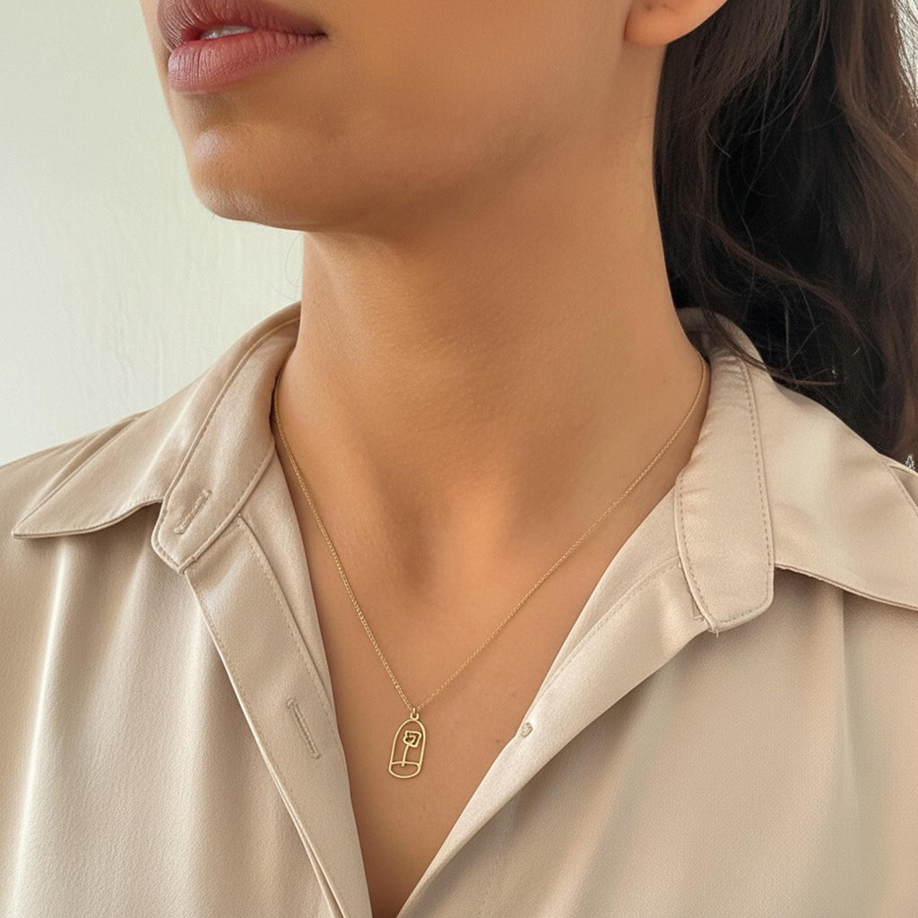 14K Solid Gold Rose Necklace, main product view