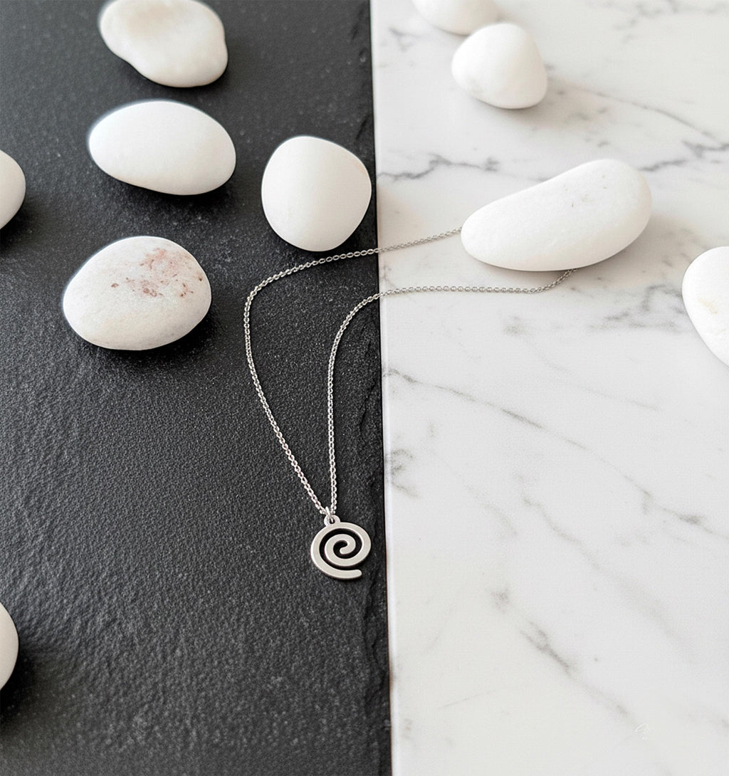 14K Solid Gold Spiral Pendant Necklace, gallery view 5 of 7