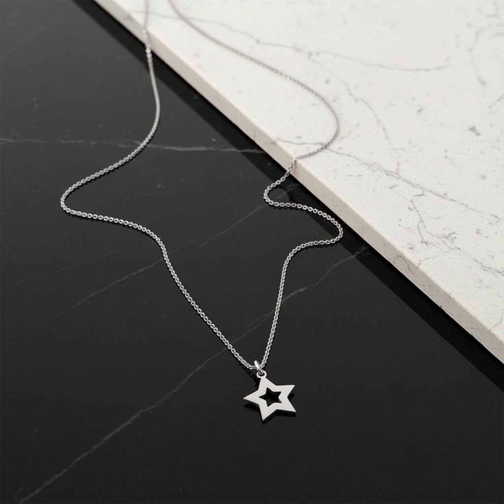 14K Solid Gold Star Necklace, gallery view 3 of 7
