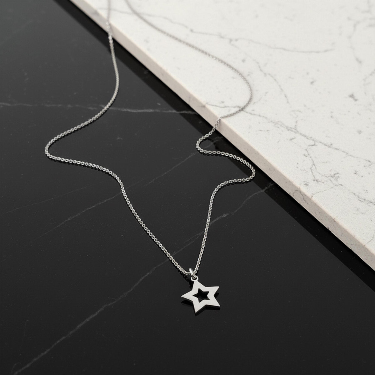 14K Solid Gold Star Necklace, gallery view 3 of 7