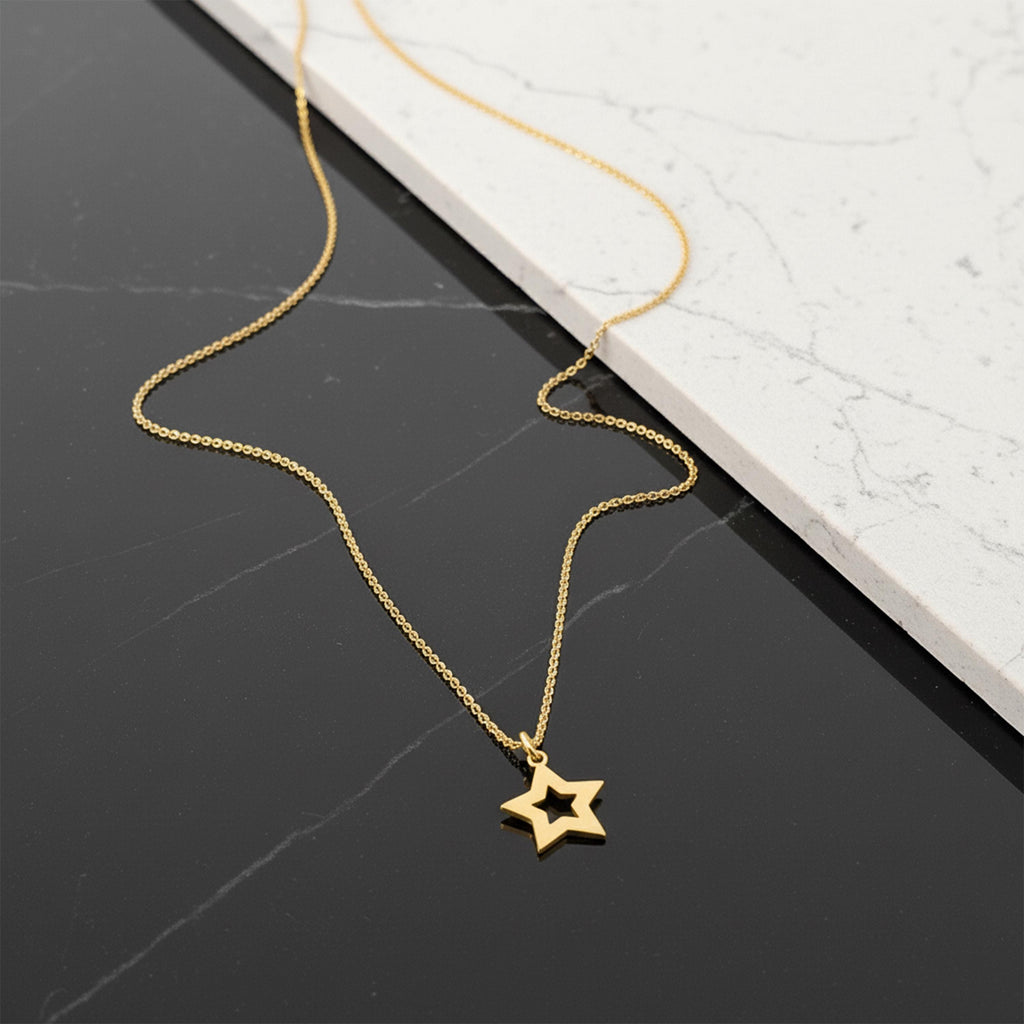 14K Solid Gold Star Necklace, gallery view 5 of 7