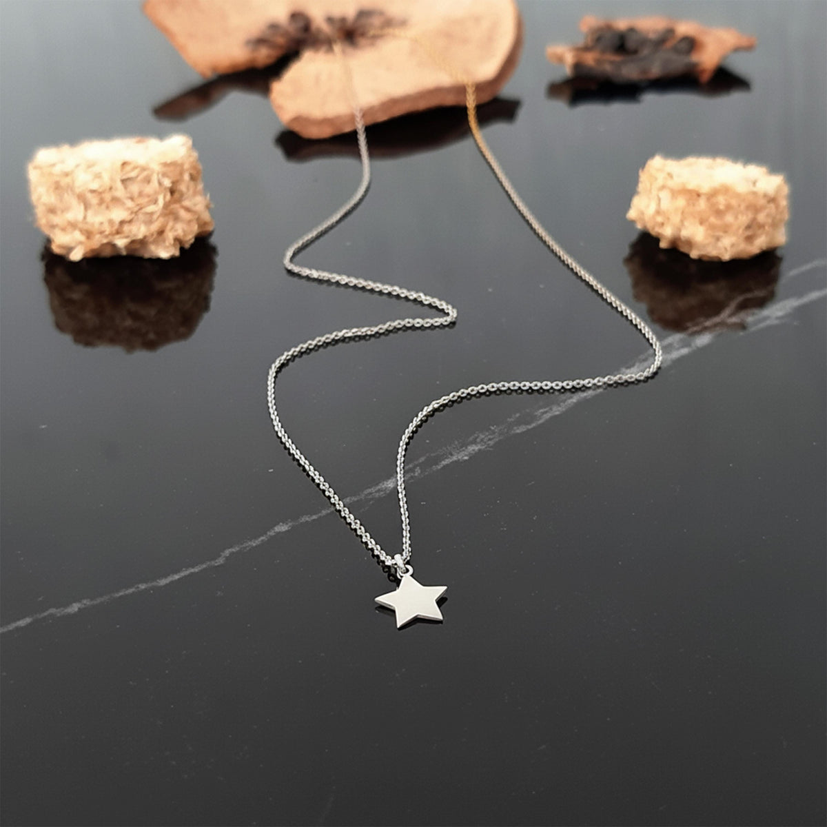 14K Solid Gold Star Necklace – Minimalist Delicate Charm, gallery view 5 of 6