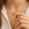 14K Solid Gold Star of David Necklace – Minimalist Jewish Magen Pendant, main product view