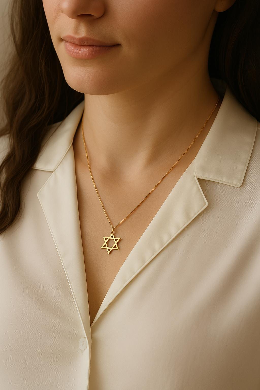 14K Solid Gold Star of David Necklace – Minimalist Jewish Magen Pendant, gallery view 8 of 8