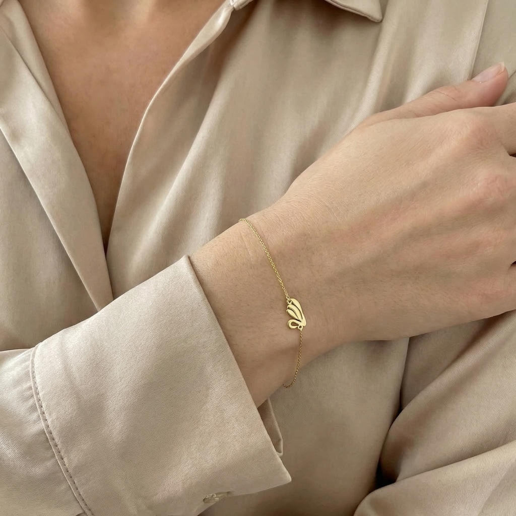 14K Solid Gold Swan Bracelet – Yellow Gold Charm, gallery view 2 of 9