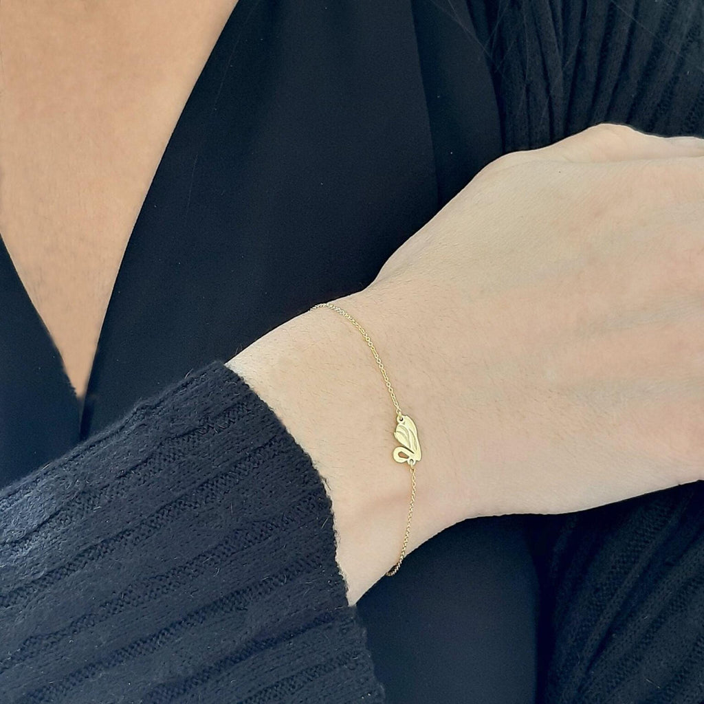 14K Solid Gold Swan Bracelet – Yellow Gold Charm, gallery view 9 of 9