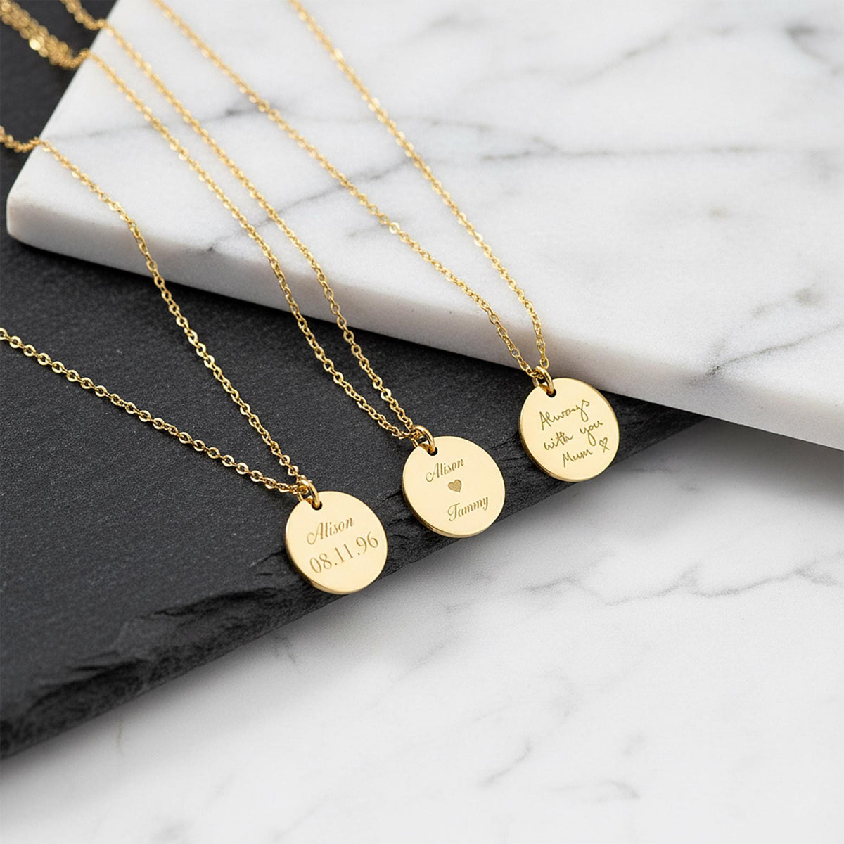 14K Solid Gold Three-Initial Monogram Necklace, gallery view 10 of 10