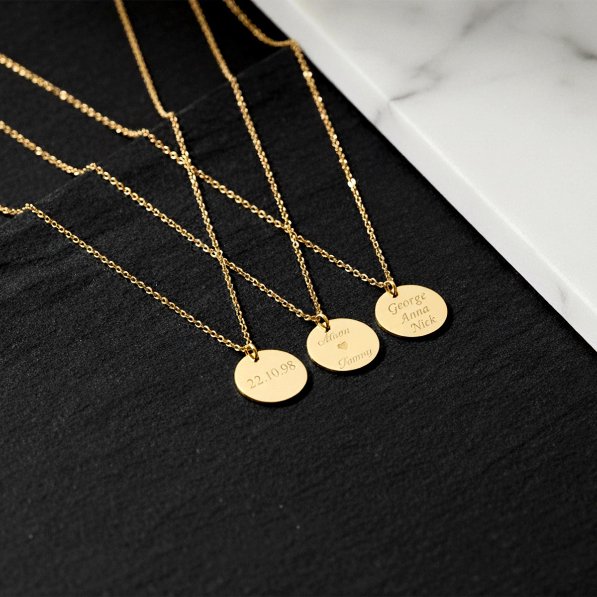 14K Solid Gold Three-Initial Monogram Necklace, gallery view 3 of 10