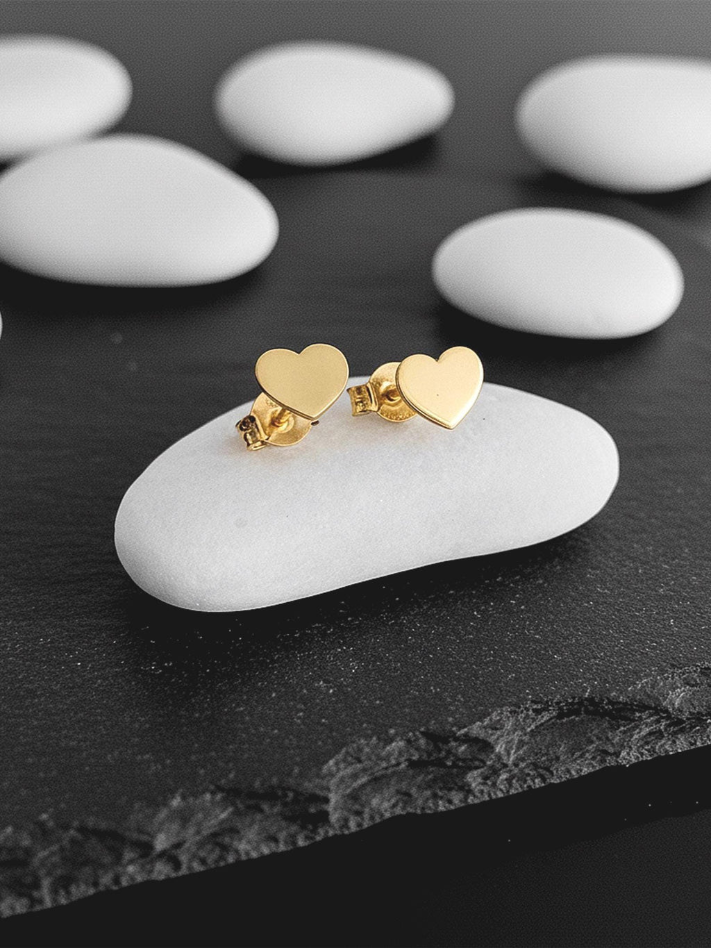 14K Solid Gold Tiny Heart Stud Earrings, main product view