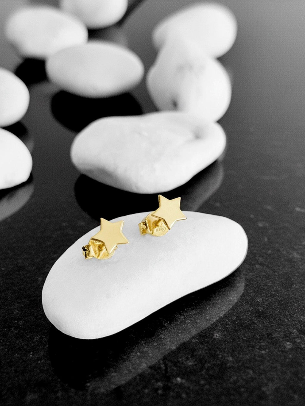 14K Solid Gold Tiny Star Stud Earrings, main product view