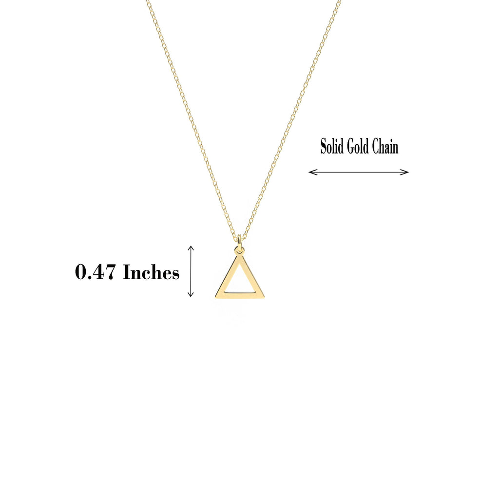 14K Solid Gold Triangle Pendant Necklace, gallery view 3 of 8