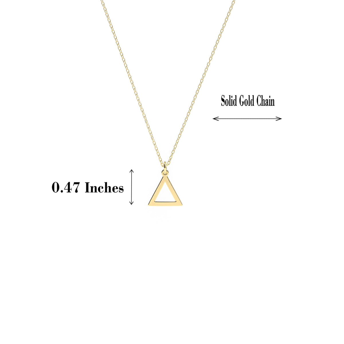14K Solid Gold Triangle Pendant Necklace, gallery view 3 of 8