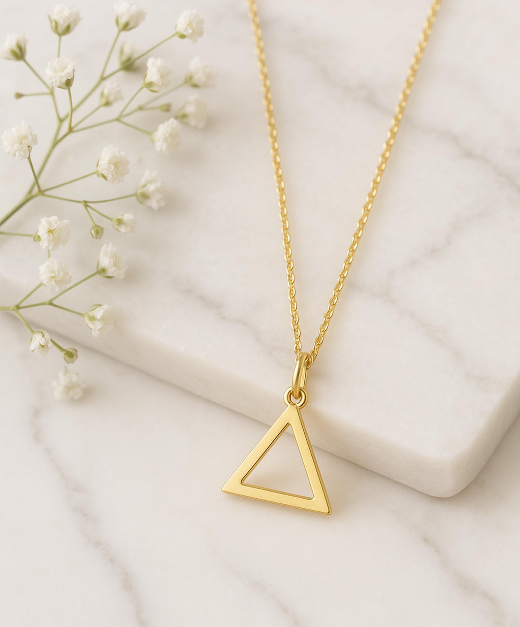 14K Solid Gold Triangle Pendant Necklace, gallery view 8 of 8