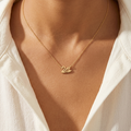 14K yellow gold swan necklace, product view