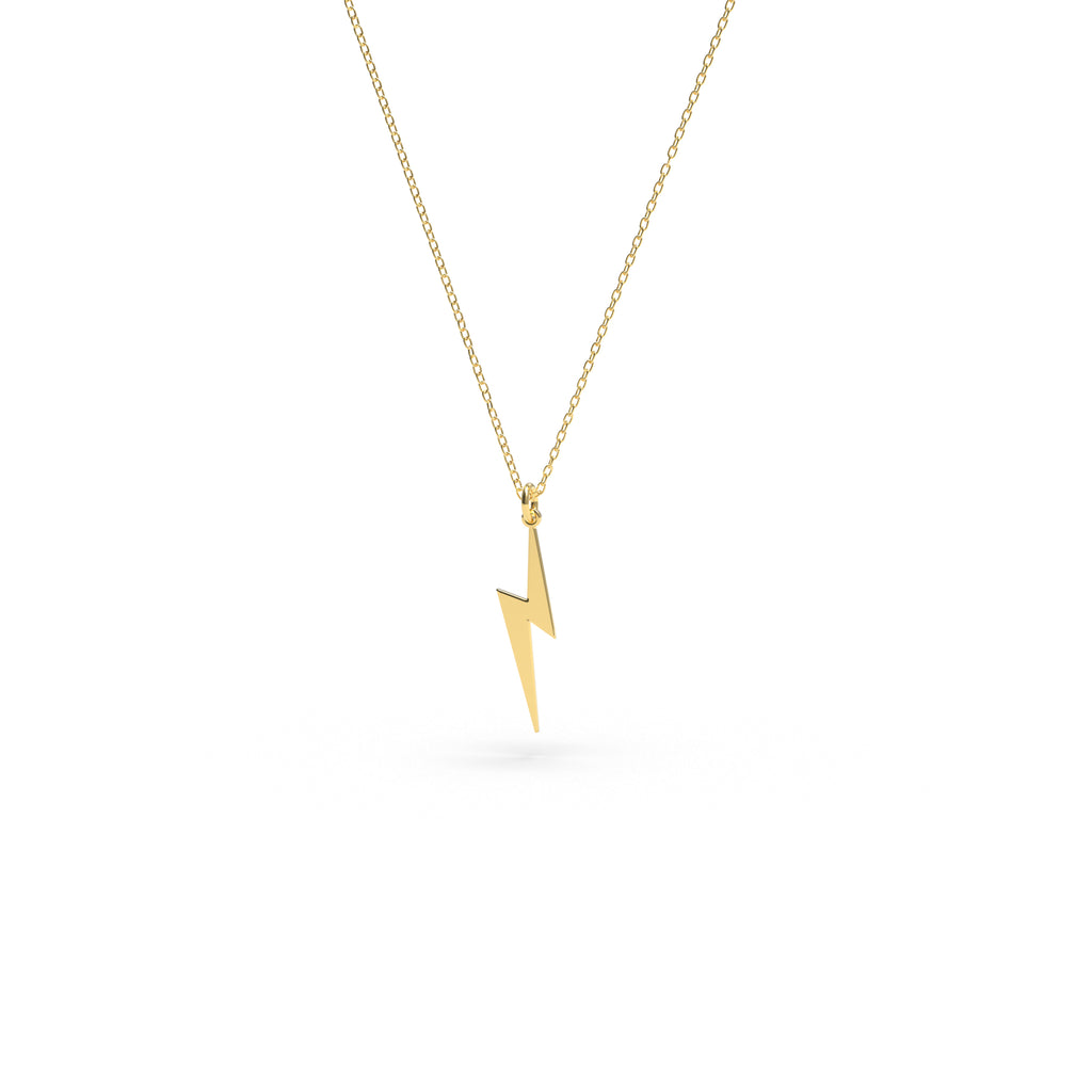 14K solid gold lightning bolt necklace, catalogue product view