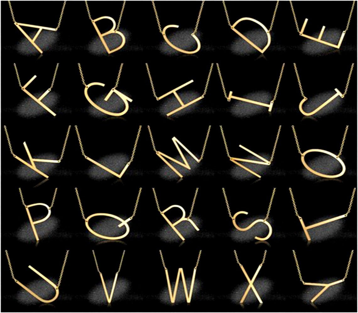 Capital letter options for personalized initial jewelry