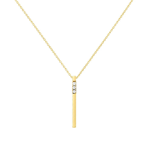 14K Solid Gold 3D Lab-Grown Diamond Bar Necklace